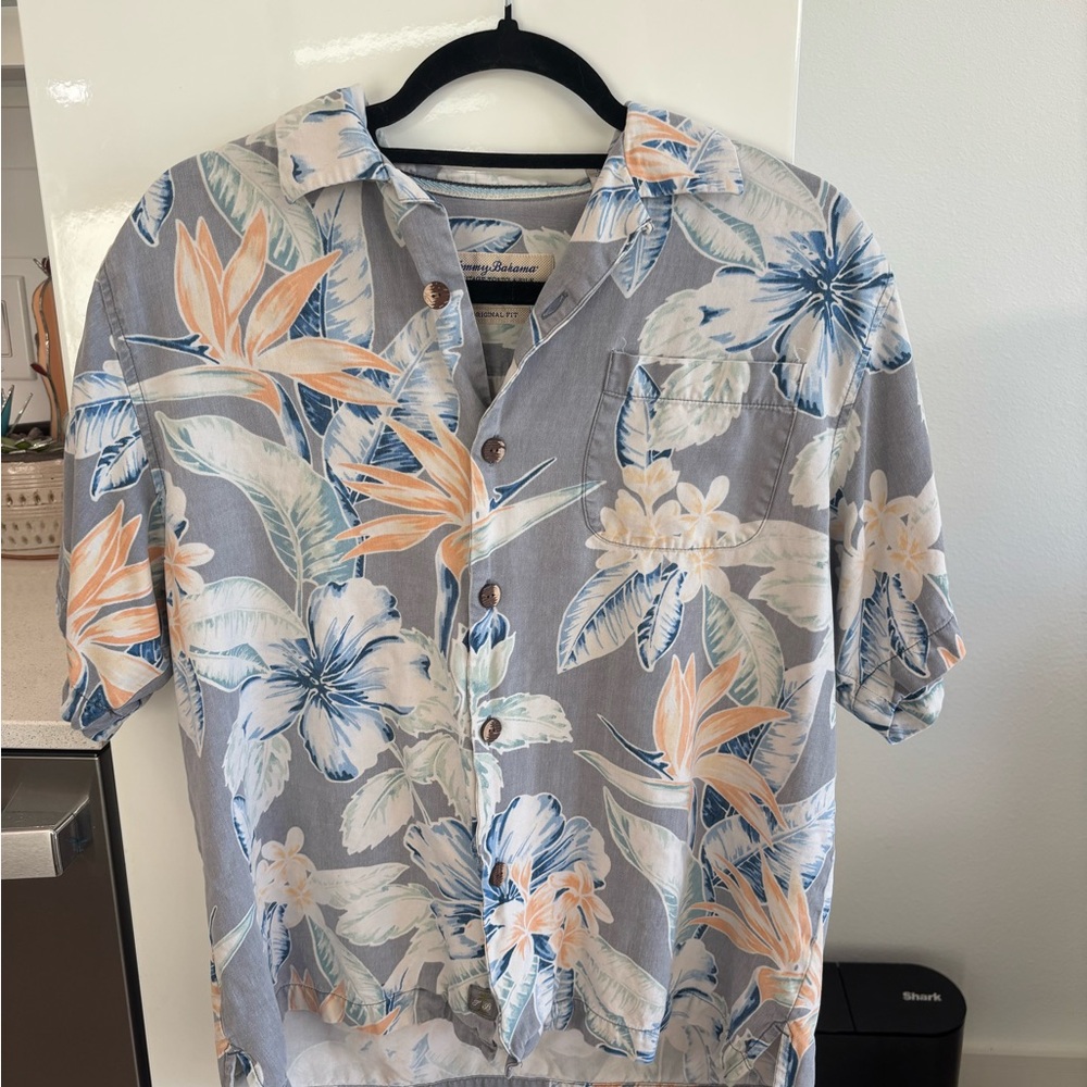 Tommy Bahama Blue and Orange Floral Men's Shirt